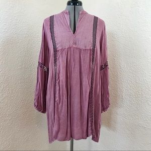 Raviya boho tunic top poet blouse M purple